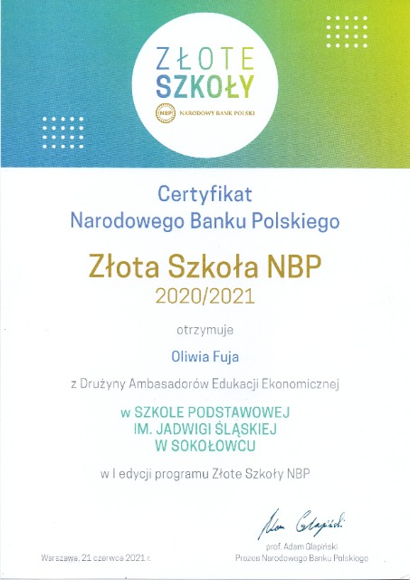 SP Sokołowiec - Szkoła Podstawowa im. Jadwigi Śląskiej w Sokołowcu - ZŁOTA SZKOŁA NBP  