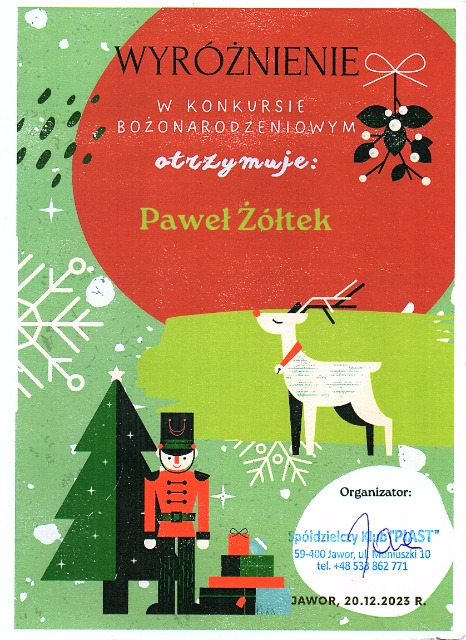 SP Sokołowiec - Bożonarodzeniowy konkurs plastyczny na ozdobę choinkową oraz stroik świąteczny - WYRÓŻNIENIA. BRAWO!