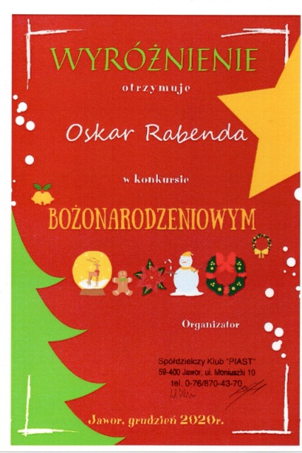 SP Sokołowiec - Wyróżnienia w konkursie  plastycznym
