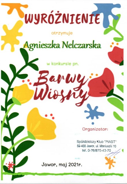 SP Sokołowiec - „Barwy wiosny” - wyróżnienia.....